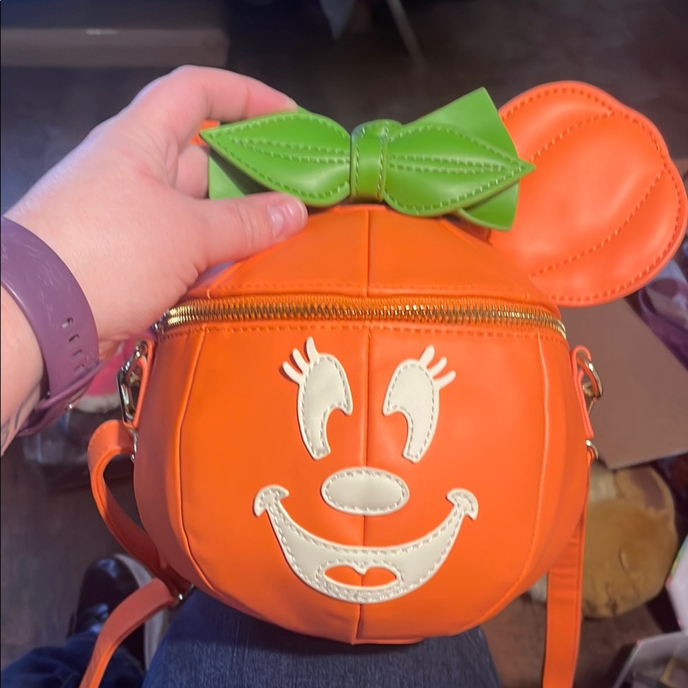 Loungefly Orange and Green Pumpkin Crossbody Bag